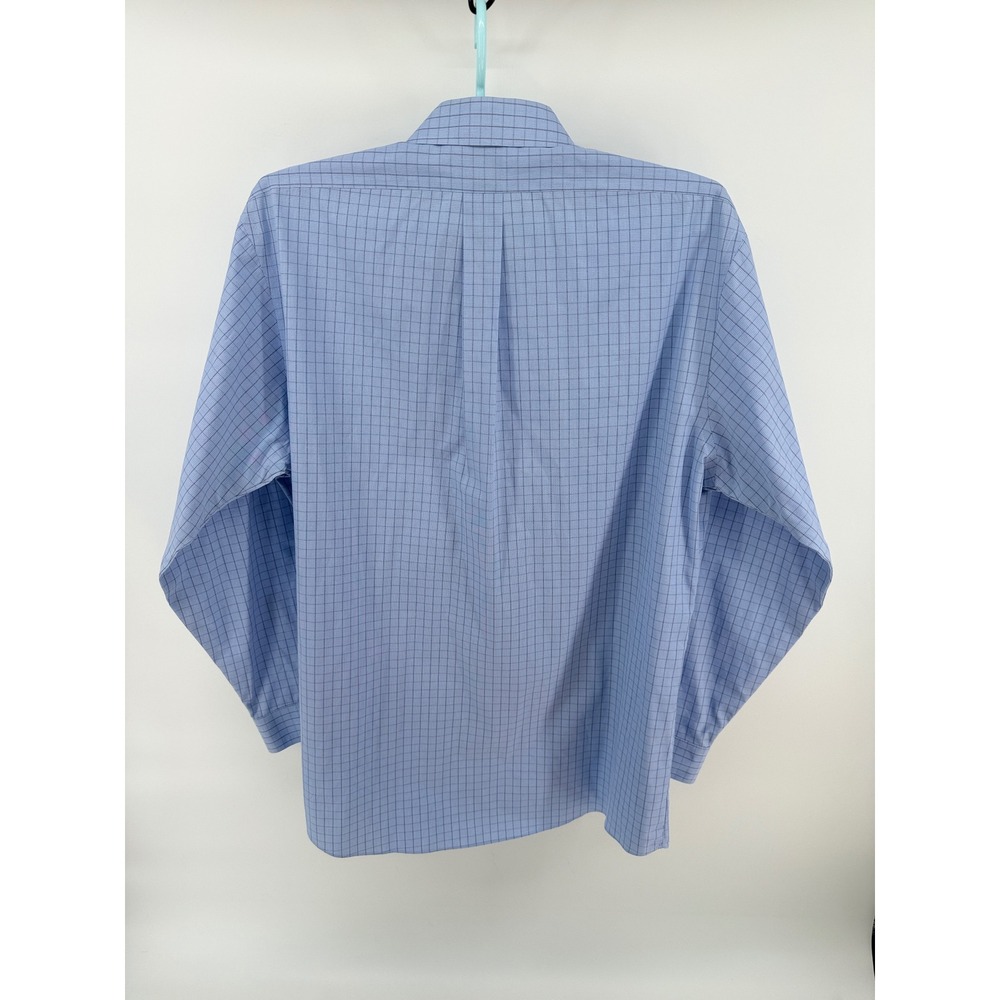 Brooks Brothers Regent Fit Non-Iron Shirt Mens 17.5 35 Blue Check Supima Cotton - Picture 2 of 8